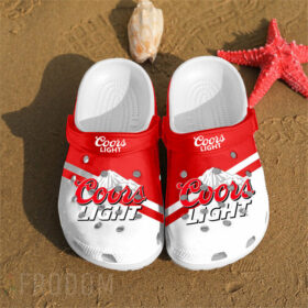 Sabots Coors Light W Hole Logo Pattern Crocs Classic Clogs Shoes In Red & White –  Clog