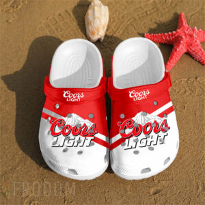 Sabots Coors Light W Hole Logo Pattern Crocs Classic Clogs Shoes In Red & White -  Clog