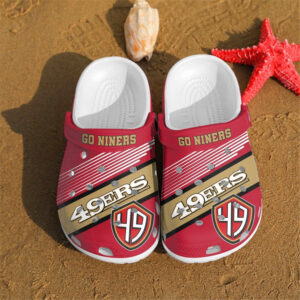Sabots San Francisco 49Ers Logo Pattern Crocs Classic Clogs Shoes In Red & White -  Clog