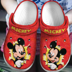Sabots Mickey W Happy Moment Pattern Crocs Classic Clogs Shoes In Red & Yellow -  Clog
