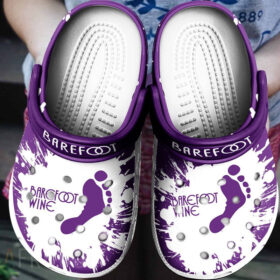 Sabots Barefoot Wine Logo Pattern Crocs Classic Clogs Shoes In Purple & White –  Clog