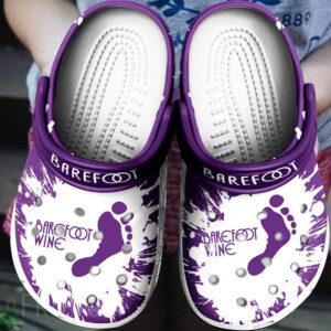 Sabots Barefoot Wine Logo Pattern Crocs Classic Clogs Shoes In Purple & White -  Clog