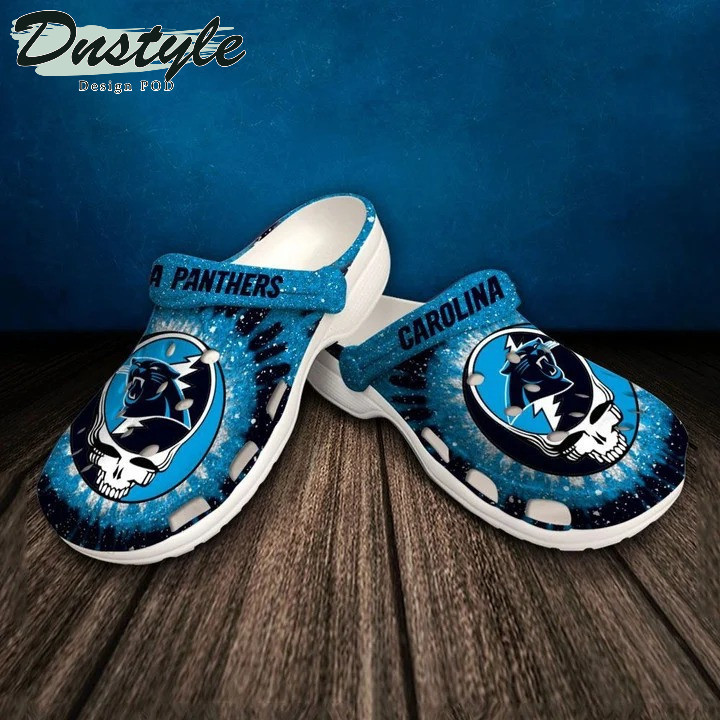 Sabots Carolina Panthers Skull Pattern Crocs Classic Clogs Shoes In Blue - Clog