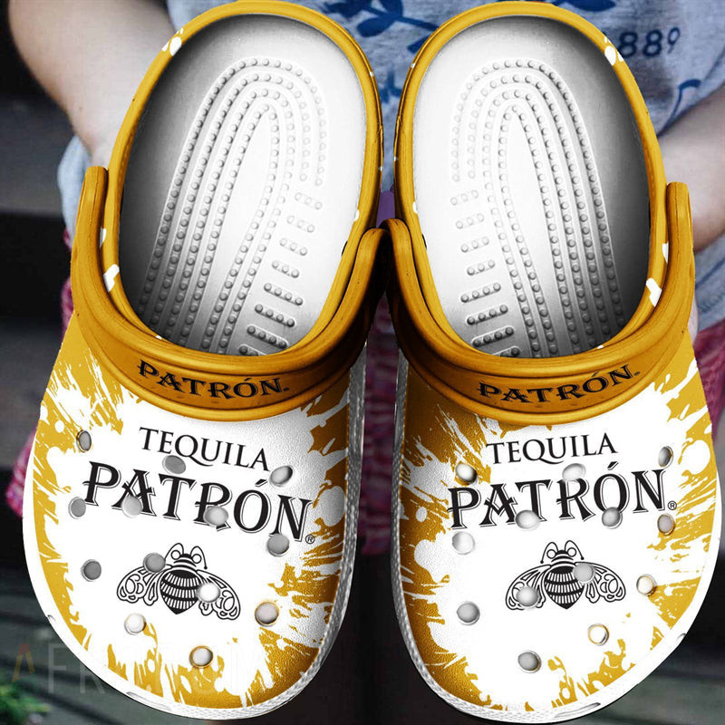 Sabots Tequila Patron Logo Crocs Classic Clogs Shoes In Yellow White - Clog