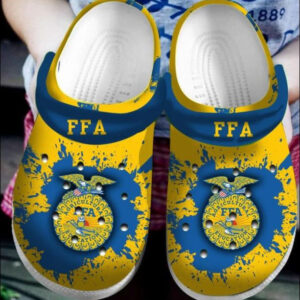 Sabots Agricultural Education Logo Pattern Crocs Classic Clogs Shoes In Blue & Orange -  Clog