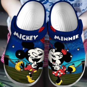 Sabots Mickey & Minnie W Outside Pattern Crocs Classic Clogs Shoes In Dark Blue -  Clog