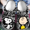 Sabots Snoopy Disney Character Pattern Crocs Classic Clogs Shoes In Black & White -  Clog
