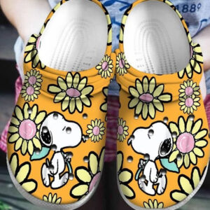 Sabots Snoopy Flower Pattern Crocs Classic Clogs Shoes In Orange -  Clog