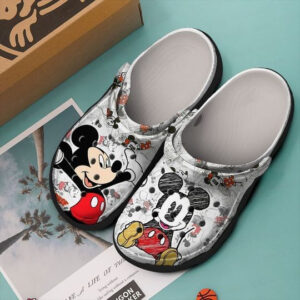 Sabots Mickey Mouse Stickers Pattern Crocs Classic Clogs Shoes In Black & White -  Clog