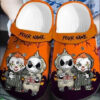 Sabots Jack Skellington And Pennywise Crocs Classic Clogs Shoes In Orange -  Clog