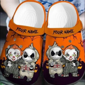 Sabots Jack Skellington And Pennywise Crocs Classic Clogs Shoes In Orange –  Clog