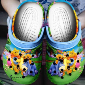 Sabots Winnie The Pooh Amazon Pattern Crocs Classic Clogs Shoes In Blue & Green -  Clog