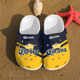 Sabots Corona Logo Pattern Crocs Classic Clogs Shoes In Dark Blue & Yellow –  Clog