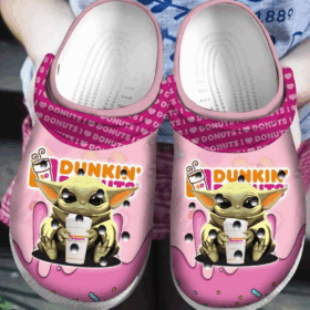 Sabots Dunkin’ Donuts Baby Yoda Pattern Crocs Classic Clogs Shoes In Pink –  Clog