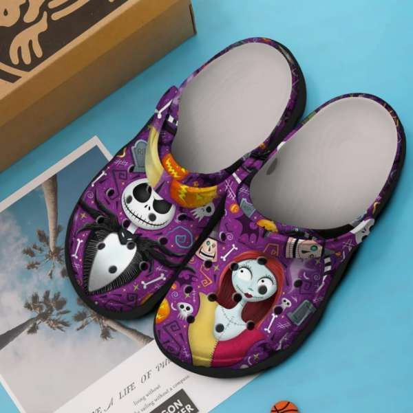 Sabots Jack Skellington And Sally Crocs Crocband Clog Comfortable Water Shoes - Clog