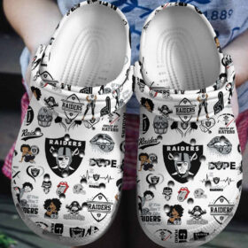 Sabots Oakland Raiders White Theme Crocs Crocband Clog Comfortable Water Shoes –  Clog