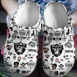 Sabots Oakland Raiders White Theme Crocs Crocband Clog Comfortable Water Shoes -  Clog