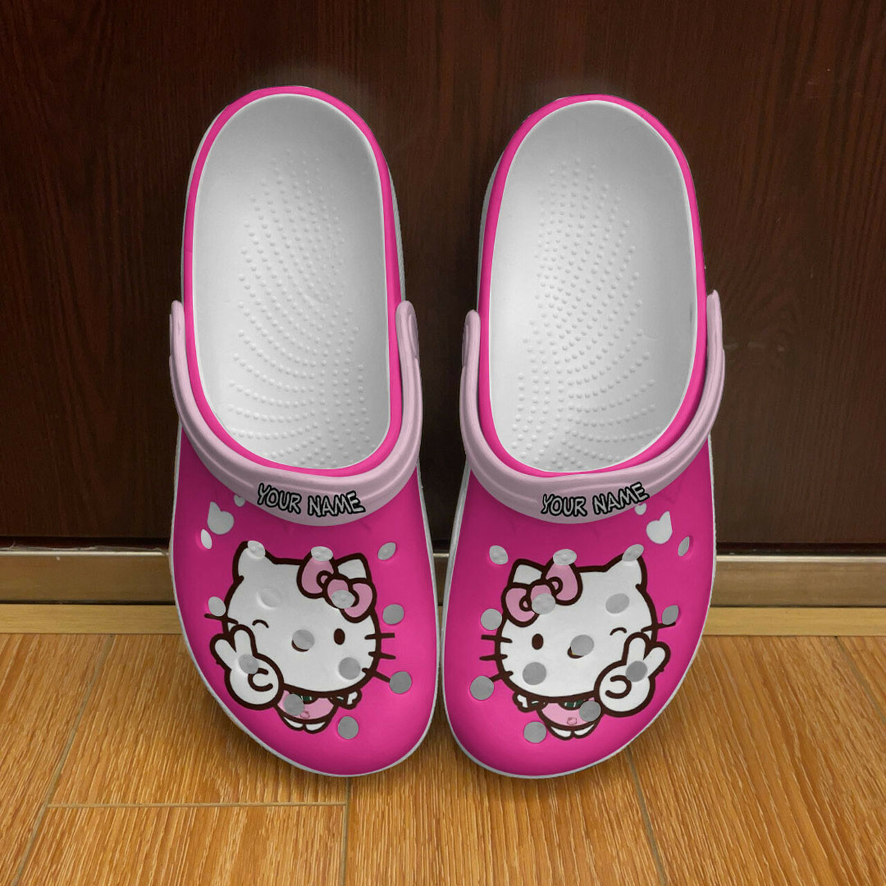 Sabots Lovely Hello Kitty Cartoon On Pink Crocs Crocband Clog Comfortable Water Shoes - Clog