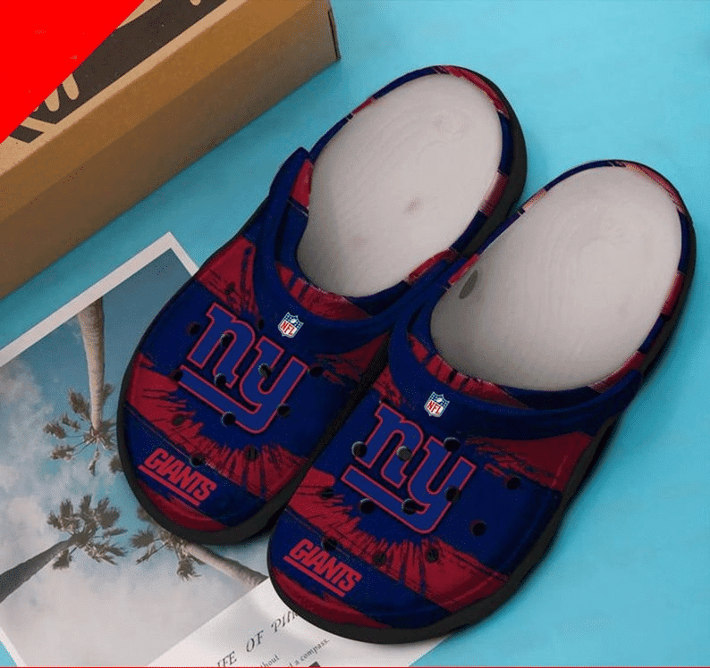 Sabots New York Giants Team Crocs Crocband Clog Comfortable Water Shoes In Navy Red - Clog