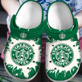 Sabots Starbucks Logo Splatter Pattern Crocs Classic Clogs Shoes In Green White –  Clog