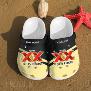 Sabots Dos Equis W Hole Logo Pattern Crocs Classic Clogs Shoes In Yellow & Black -  Clog