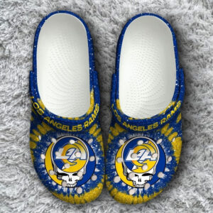 Sabots Los Angeles Rams Logo Pattern Crocs Classic Clogs Shoes In Blue & Yellow -  Clog