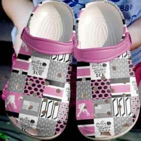 Sabots Hockey Clog Crocs Print 3D Hockey Girl in Pink and White –  Clog