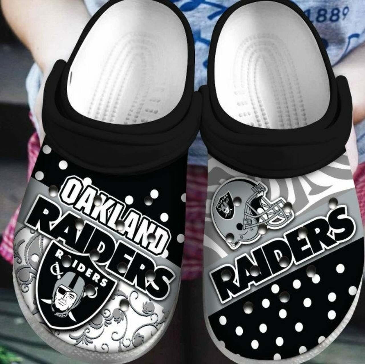 Sabots Las Vegas Raiders Crocs Crocband Clog Comfortable Water Shoes - Clog