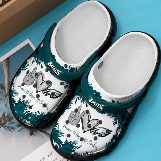 Sabots Philadelphia Eagles Peace Love Eagles Crocs Crocband Clog Comfortable Water Shoes - Clog