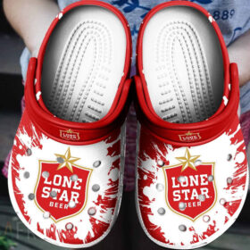 Sabots Lone Star Logo Pattern Crocs Classic Clogs Shoes In White & Red –  Clog