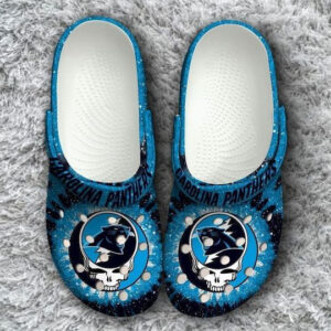 Sabots Carolina Panthers Grateful Dead Crocs Classic Clogs Shoes In Black Blue -  Clog