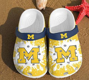 Sabots Michigan Wolverines In Yellow Pattern Crocs Crocband Clog Comfortable Water Shoes -  Clog