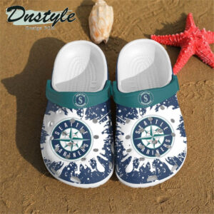 Sabots Seattle Mariners Logo Pattern Crocs Classic Clogs Shoes In Blue & White -  Clog