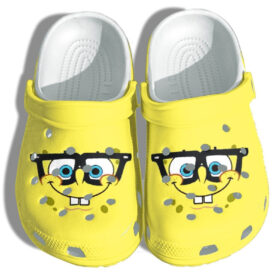 Sabots SpongeBob SquarePants In Glasses Cute Face Crocs Classic Clogs Shoes In Yellow –  Clog