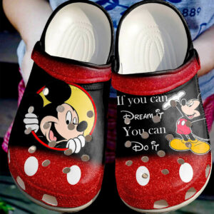 Sabots Mickey You Can Do It Crocs Crocband Clog Comfortable Water Shoes In Red Black -  Clog