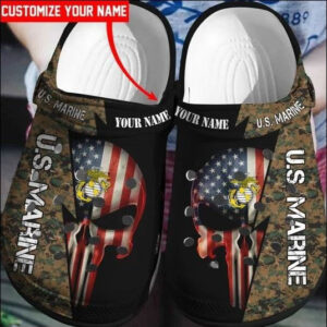 Sabots Personlized The Punisher US Marine Crocs Crocband Clog Comfortable Water Shoes -  Clog