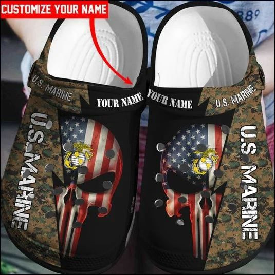 Sabots Personlized The Punisher US Marine Crocs Crocband Clog Comfortable Water Shoes - Clog