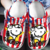 Sabots Snoopy Logo Star Pattern Crocs Classic Clogs Shoes In White & Red -  Clog