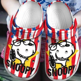 Sabots Snoopy Logo Star Pattern Crocs Classic Clogs Shoes In White & Red –  Clog
