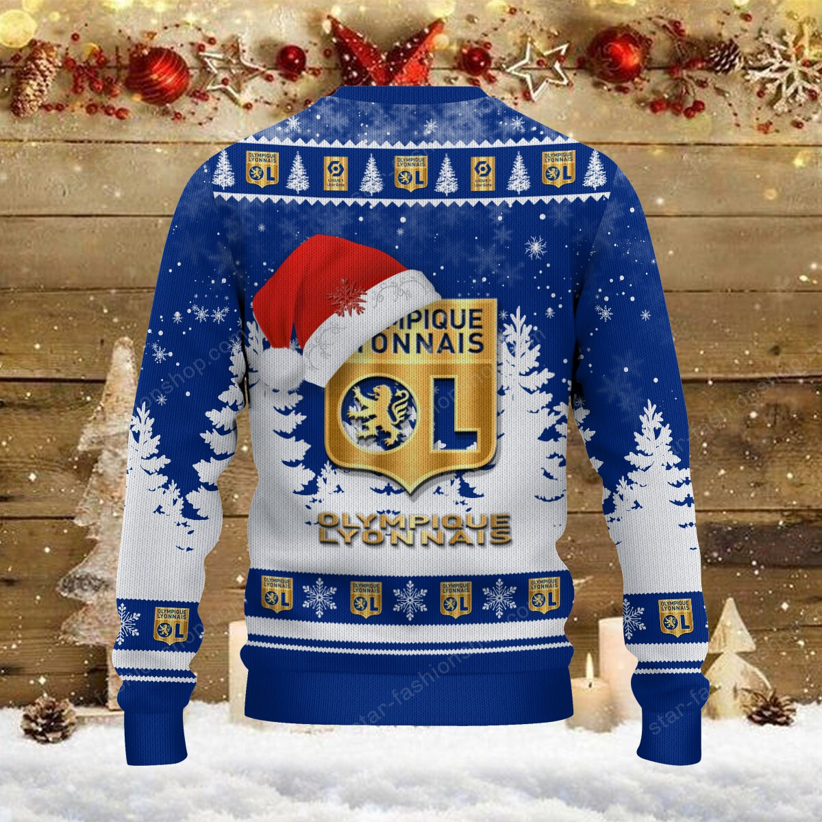 Pull de Noël moche Olympique Lyonnais – Ugly Christmas Sweater – Image 3