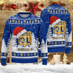 Pull de Noël moche Olympique Lyonnais – Ugly Christmas Sweater