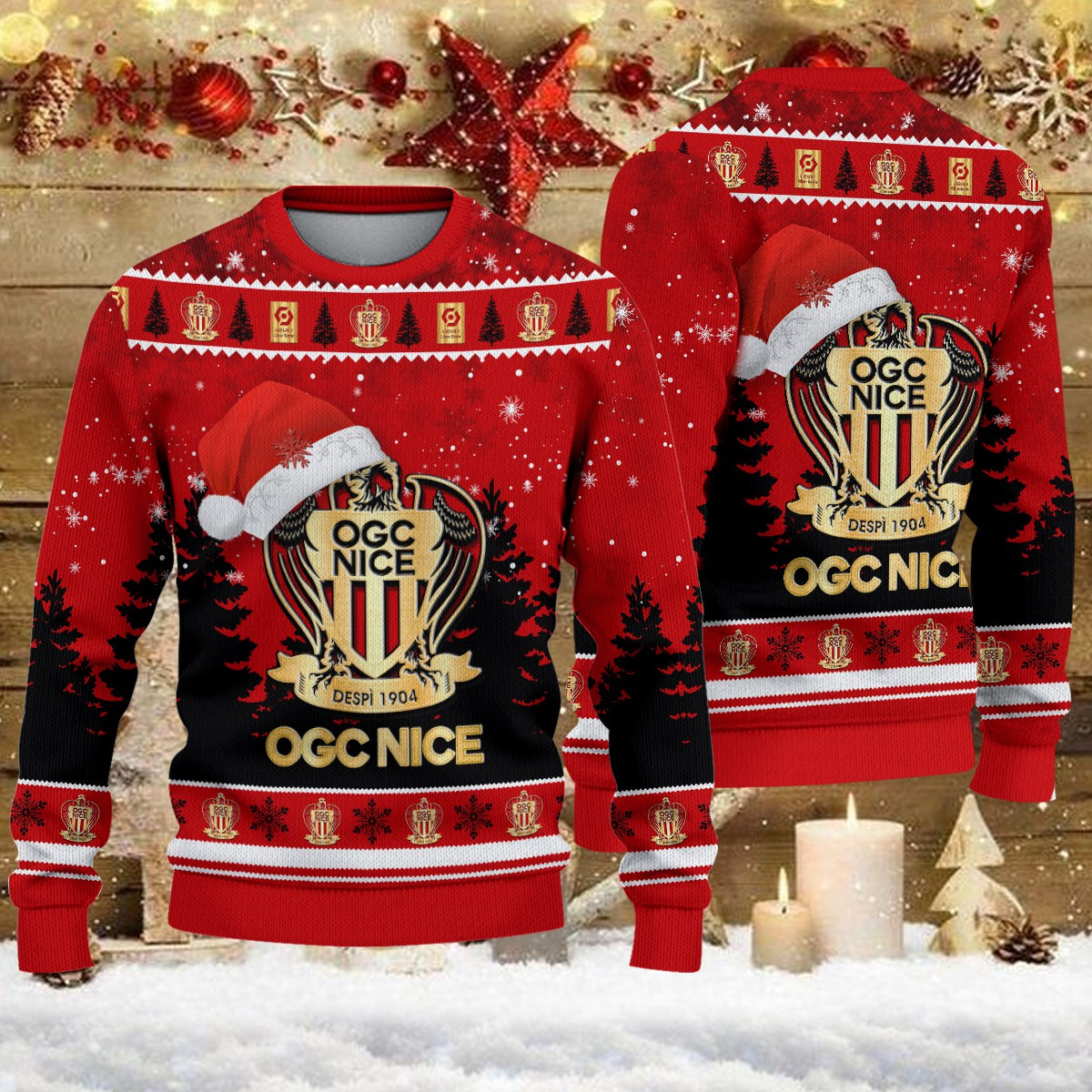 Pull de Noël moche OGC Nice – Ugly Christmas Sweater