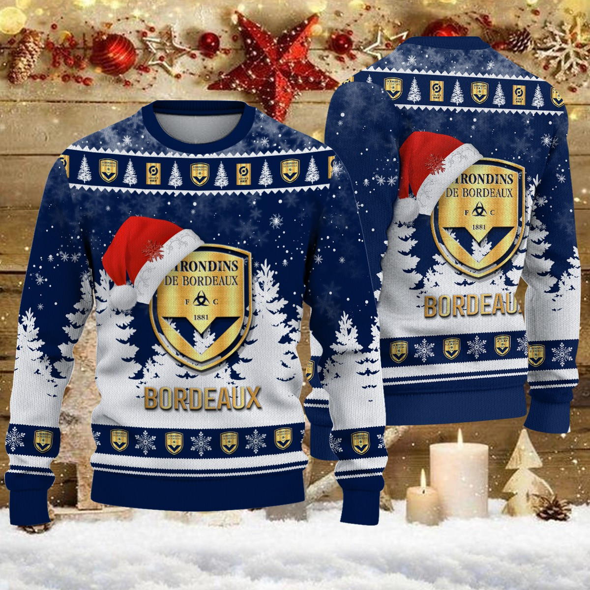 Pull de Noël moche Girondins de Bordeaux – Ugly Christmas Sweater