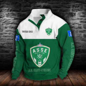 Sweat-shirt à col boutonné AS Saint-Etienne