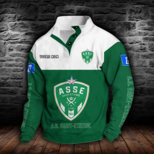 Sweat-shirt à col boutonné AS Saint-Etienne