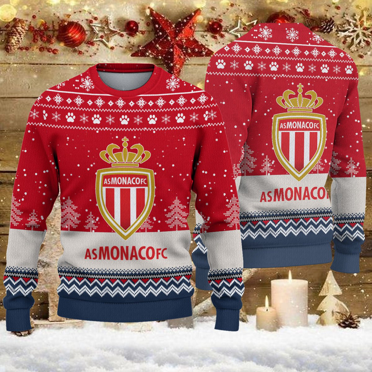 Pull de Noël moche AS Monaco – Ugly Christmas Sweater