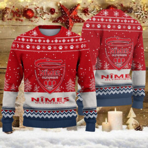 Pull de Noël moche Nîmes Olympique – Ugly Christmas Sweater