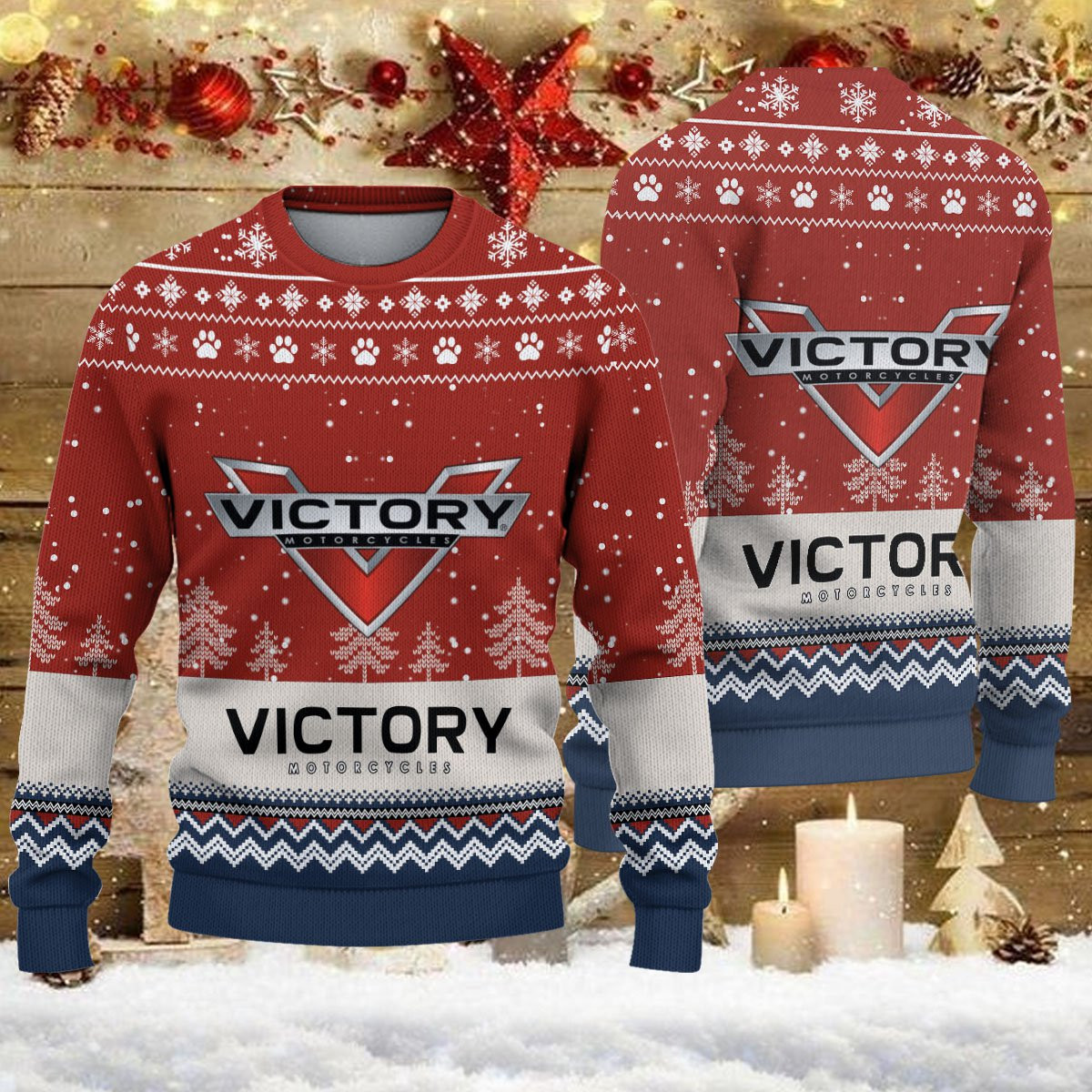 Pull de Noël moche Victory Motorcycles - Ugly Christmas Sweater