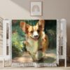Couverture tissée Un Corgi joyeux marchant dans un jardin