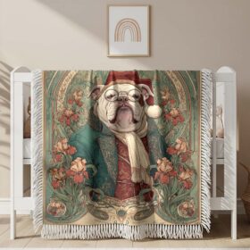 Couverture tissée Un digne Bouledogue Anglais portant un transparent